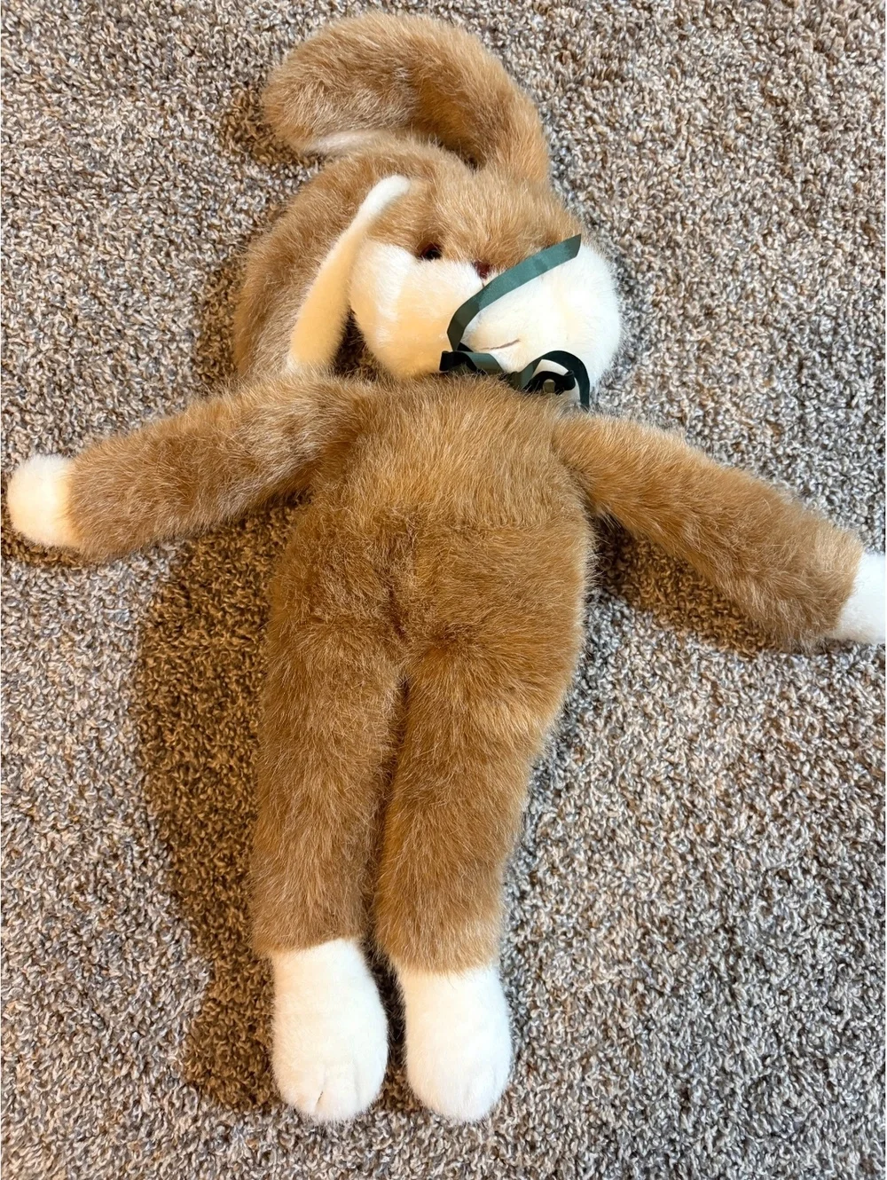 Vintage Gund Brown and White Plush Bunny Rabbit Stuffed Animal
